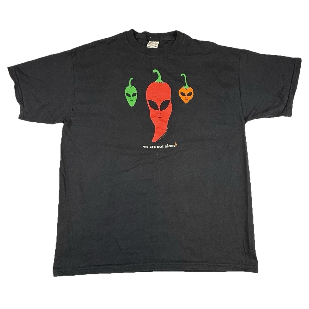 VTG 1996 We Are Not Alone Alien Peppers Albuquerque NM T-Shirt Mens XL Black